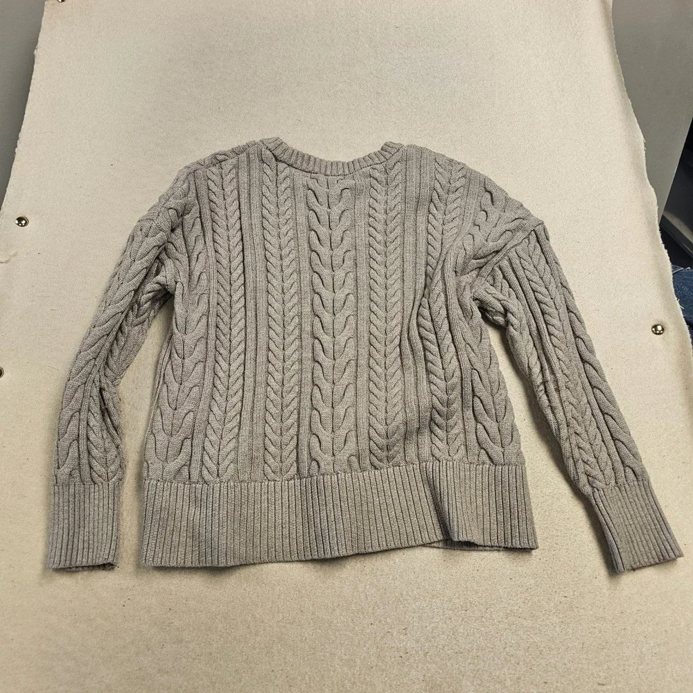 Philosophy Republic Clothing Gray Cable Knit Sweater Crew Neck Long Sleeve Large